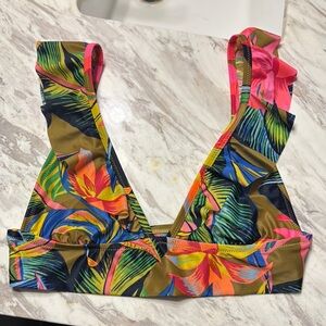 Aerie floral ruffle strap bikini swim top